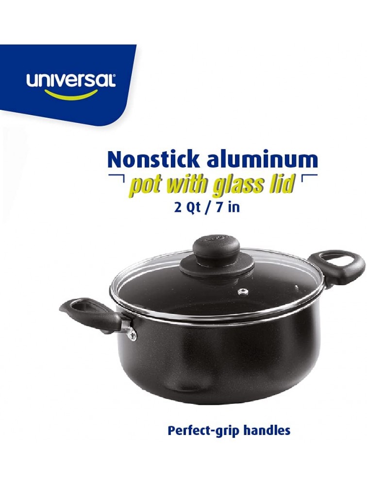 Nonstick aluminum stockpot with glass lid 2 Qt 7 in diameter - B4OA04AXM