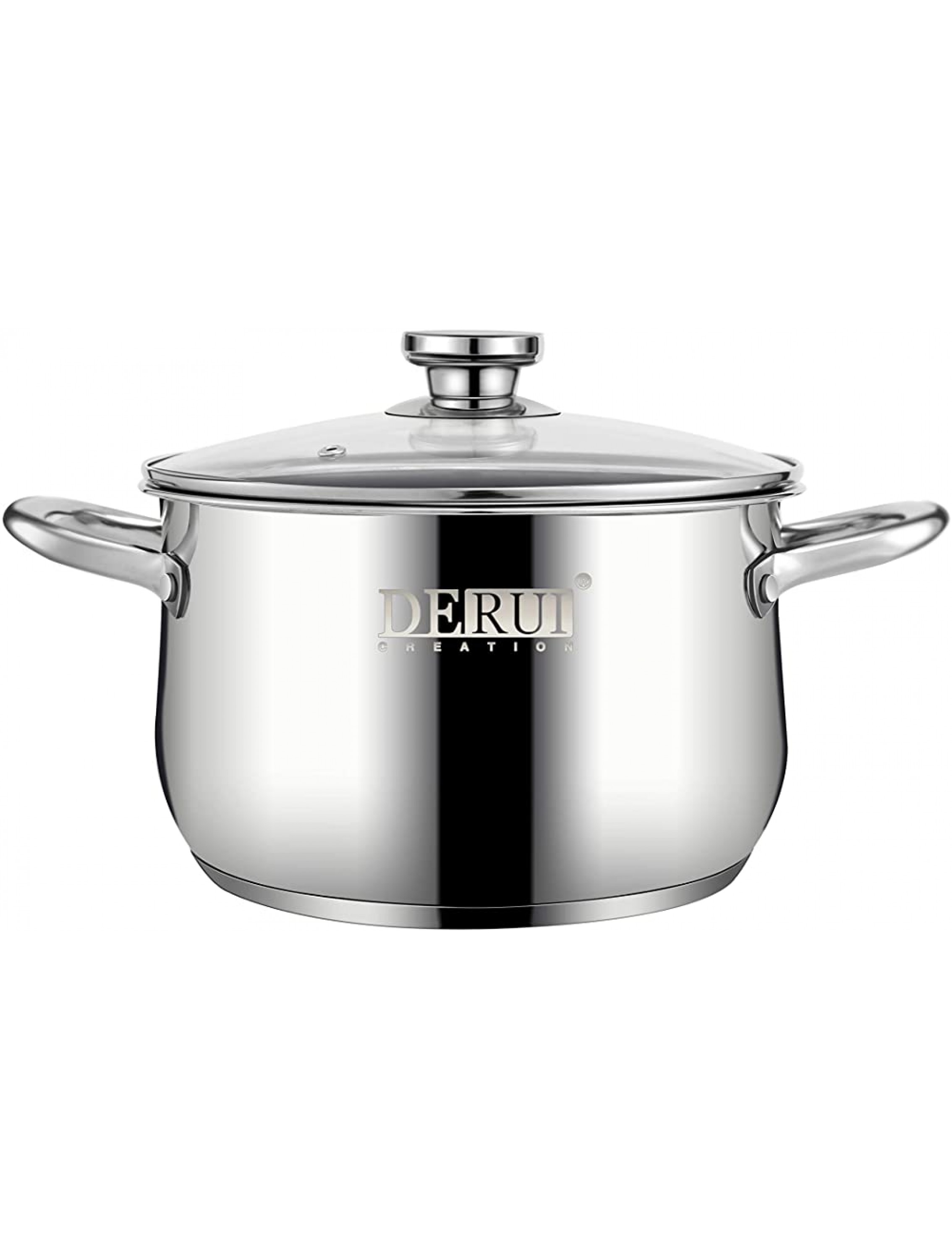 Nonstick Stock Pots,5 QT Stainless Steel Saucepot with Glass Lid Silver Anti-scalding Handle Stockpot By DERUI CREATION 5QT9.45”x6.10” Silver - B3CB54D52