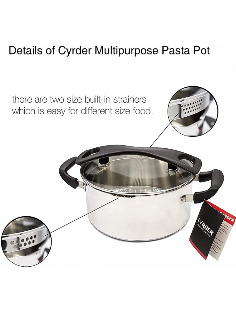Stainless Steel Pasta Pot by Cyrder Stock Pot with Strainer Lid Easy Drain Food Pasta Pots Strainer Lid Pot Comfort Bakelite Handle Easy Clean Cooking Pot Dishwasher Safe 5 Quart Silver - BN6R9PZC9
