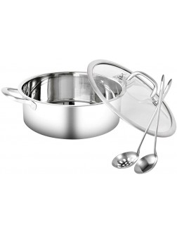 Stainless Steel Shabu Hot Pot Shabu Pot With Clapboard with Lid Soup Ladle and Colander for Induction Cooktop or Gas Stove - B5R9Y2HND