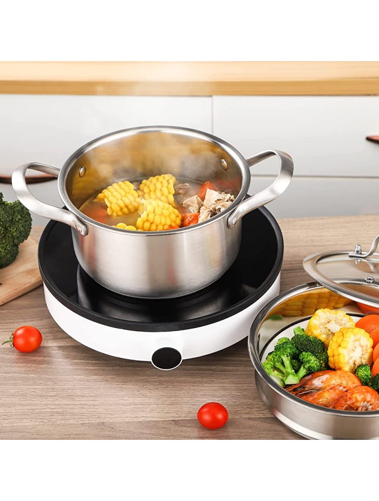 Stainless Steel Stock Pot with Steamer Basket 3 Piece Pasta Pot with Veggie Steamer and Cooking Pot Small Pot Induction with Vented Glass Lid Safe and Durable Saucepan 2L - BSY36C04T