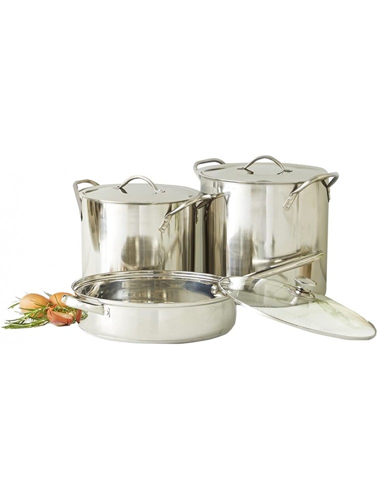 Stock Pot Set Stainless Steel Kitchen Cookware Cool Touch Handles Set of 3 - B55KSPDPA