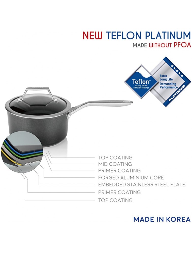 TECHEF Onyx Collection 2-quart Saucepan with Glass Lid coated with New Teflon Platinum Non-Stick Coating PFOA Free 2-quart - BDELOFHYC