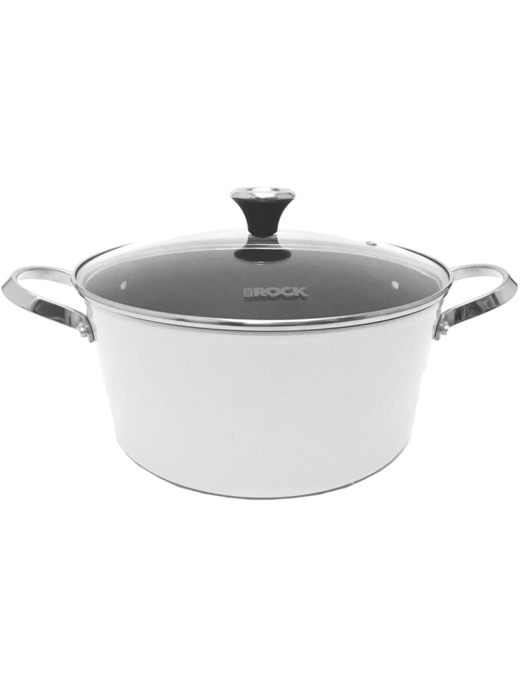 The Rock by Starfrit One-Pot 7.2-Quart Stock Pot with Lid and Stainless Steel Riveted Handles White - B37WILTUI