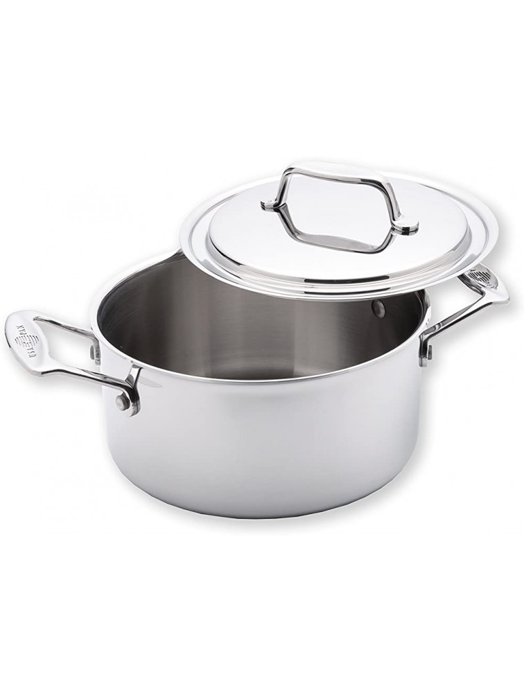 USA Pan Cookware 5-Ply Stainless Steel 3 Quart Stock Pot with Cover Oven and Dishwasher Safe Made in the USA Silver - BMH3ENPJA
