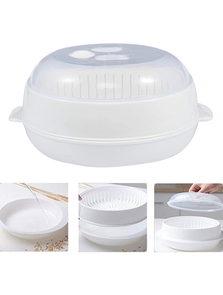 1-Tier Microwave Steamer Heating Steamer for Home Kitchen White Round - B61FX9A43