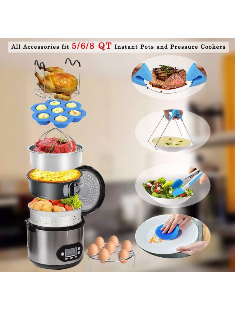 Accessories for Instant Pot, 73 PCS Accessories for Pressure Cooker Compatible with 5 6 8Qt Electric Pressure Cooker- 2 Steamer Baskets, Steamer Rack, Non-stick Springform Pan, Egg Rack - BL2WB6U90