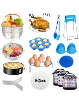 Accessories for Instant Pot, 73 PCS Accessories for Pressure Cooker Compatible with 5 6 8Qt Electric Pressure Cooker- 2 Steamer Baskets, Steamer Rack, Non-stick Springform Pan, Egg Rack - BL2WB6U90
