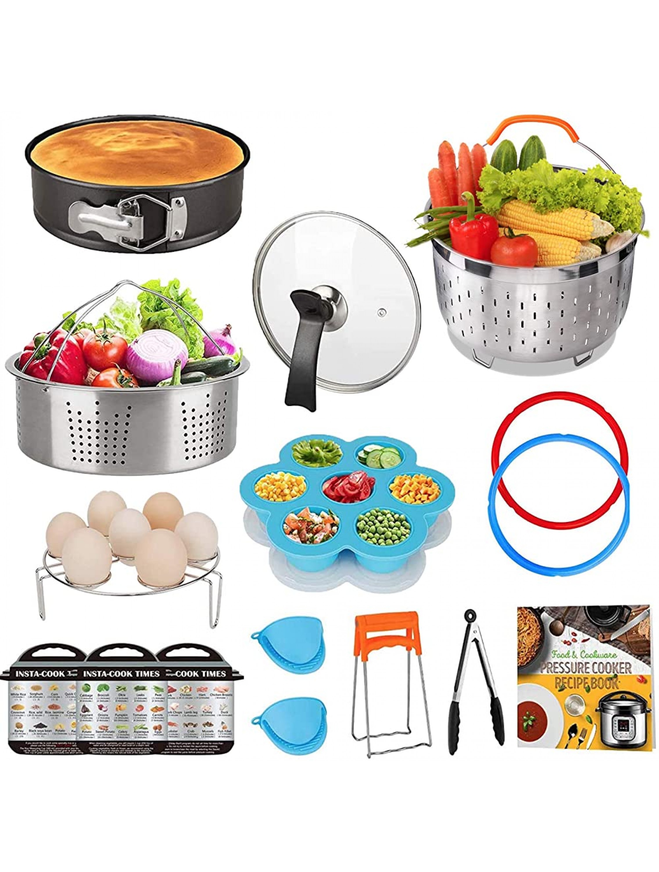 Accessories Set Compatible with 8 Quart Instant Pot Only with Sealing Rings Tempered Glass Lid and Steamer Basket. - BCPTZ52V3