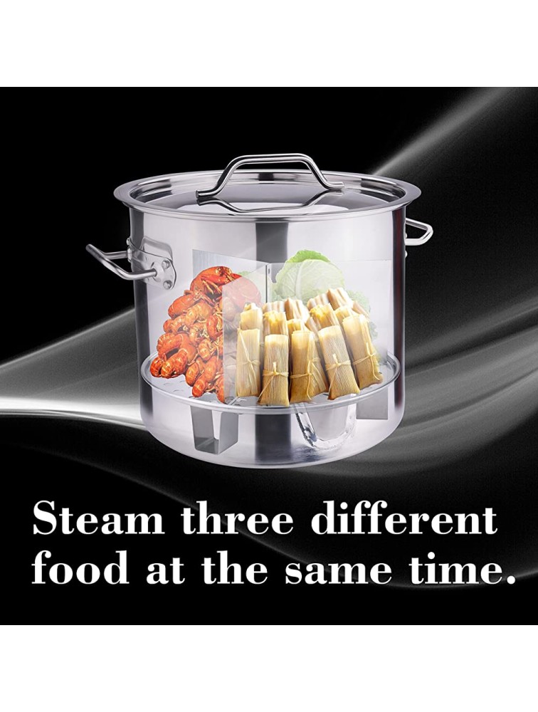 ARC 20QT Stainless Steel Vegetable Steamer Tamale Steamer Pot Seafood Boil Pot with Divider and Steamer Rack 5 Gallon - B14V082WE