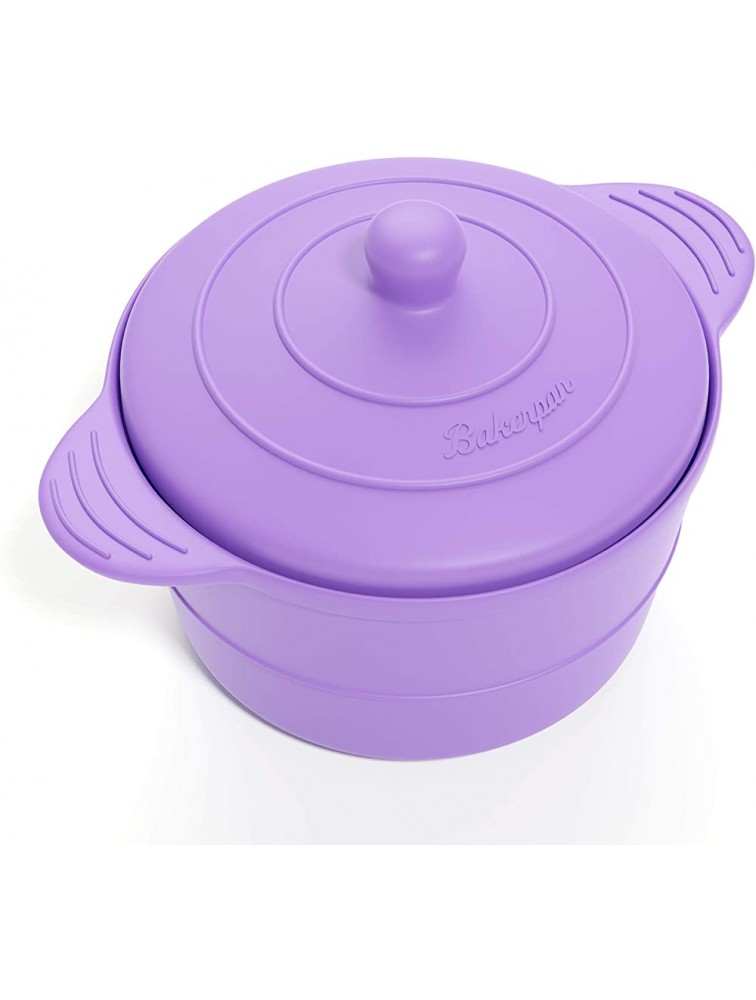 Bakerpan Silicone Mini Round Pot Steamer Cooker with Lid 9.5 Ounce Set of 2 - BBKE36HV3