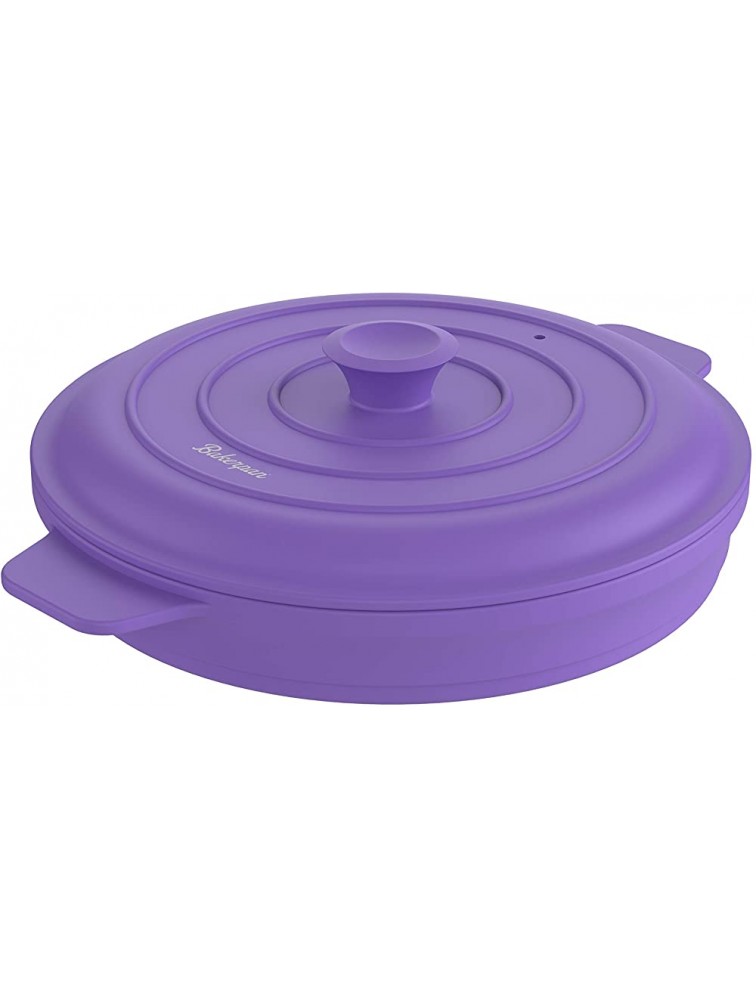 Bakerpan Silicone Round Collapsible Space Saving Pot Steamer Cooker with Lid 64 Fl oz Capacity - BCNQEQ0GQ