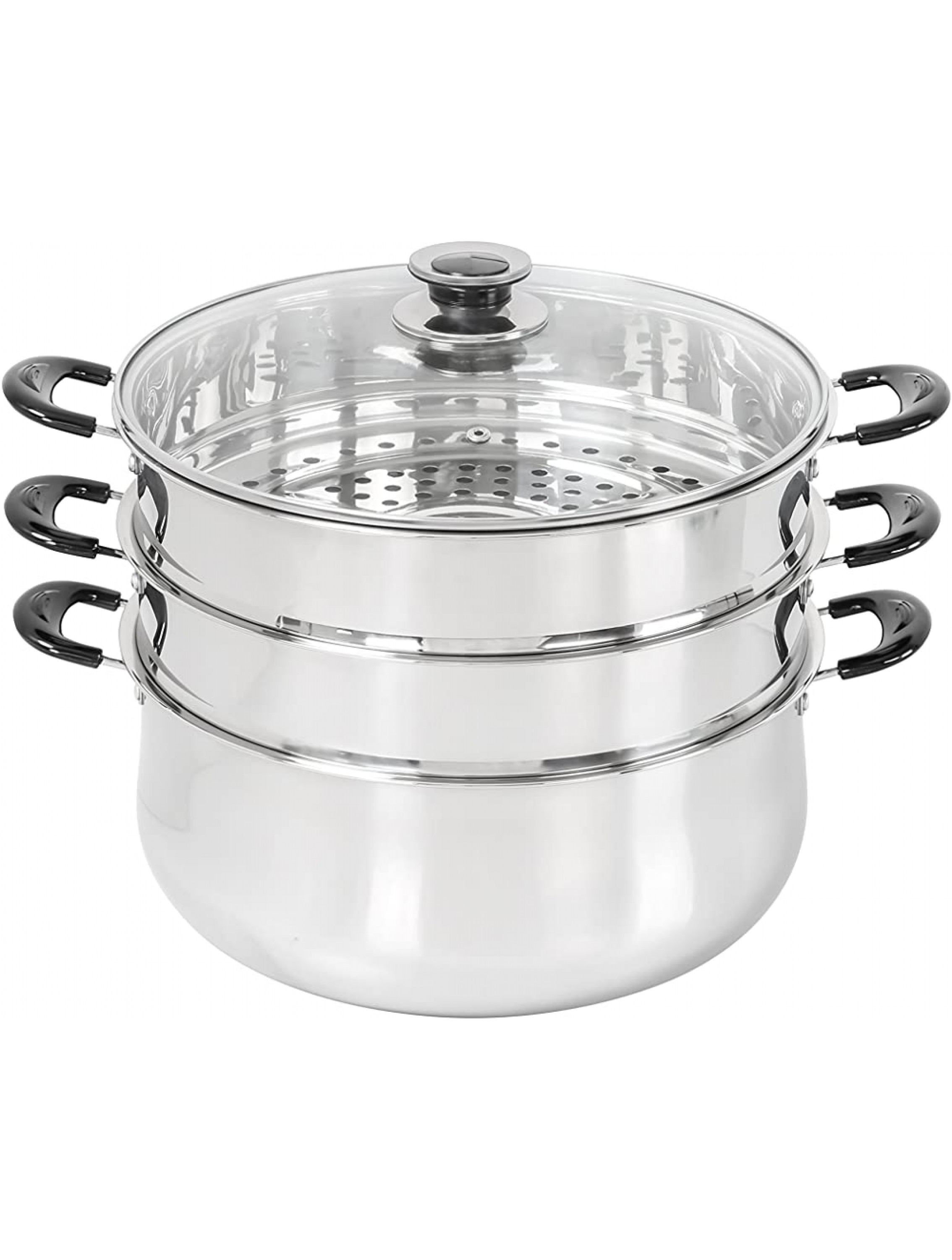 Concord 30 CM Stainless Steel 3 Tier Steamer Pot Steaming Cookware Triply Bottom - B3RWV0X0K