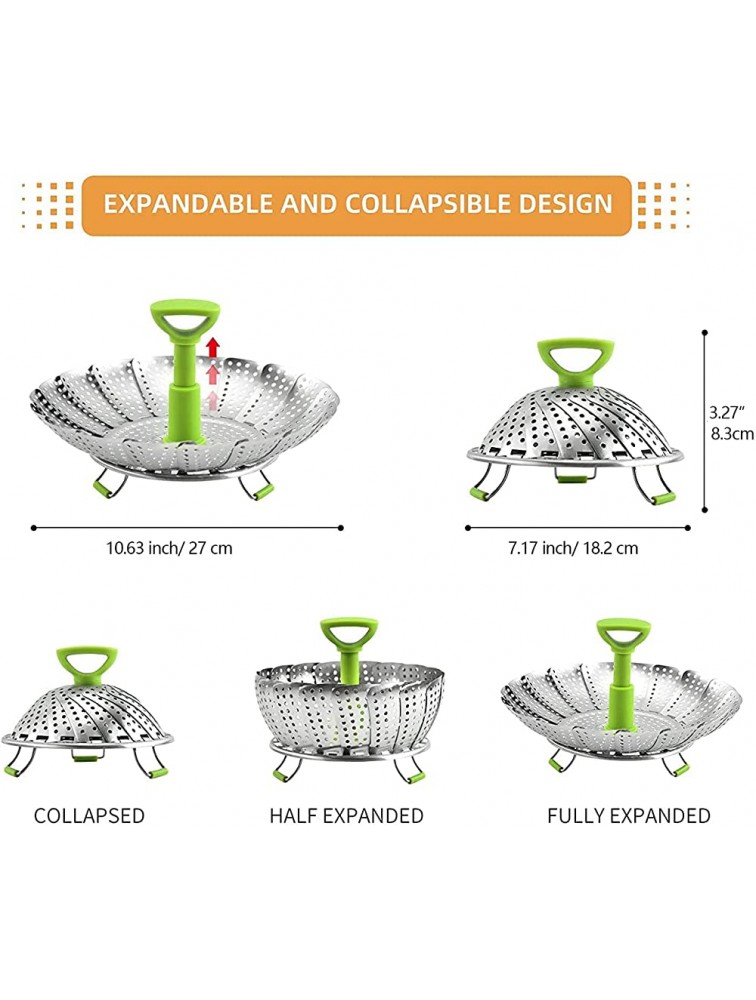 GOBOBABY Cooking Steamer Basket Stainless Steel Vegetable Steamer for Cooking Foldable to Fit Various Size Pot 7.1 to 11 - BLUW35RJX