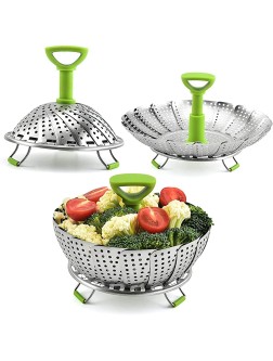 GOBOBABY Cooking Steamer Basket Stainless Steel Vegetable Steamer for Cooking Foldable to Fit Various Size Pot 7.1" to 11" - BLUW35RJX