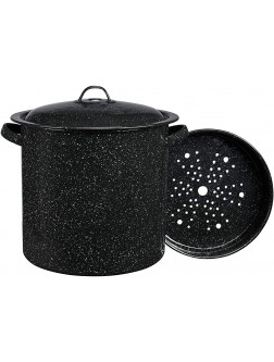 Granite Ware Enamel on Steel Multiuse Pot Seafood Tamale Stock Pot includes steamer insert 15.5-Quart Black - BGZU7AT5E
