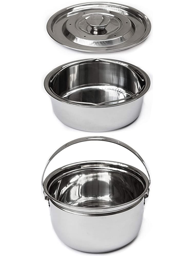 Hatrigo Multi-Purpose Bowl Stackable Steamer Insert Pans for Pot in Pot with Handle Lid PIP Compatible with Instant Pot Accessories 6 qt 8 qt only Ninja Foodi Instapot Accessory 7.5 in x 4.5 in - BGIIR48VI