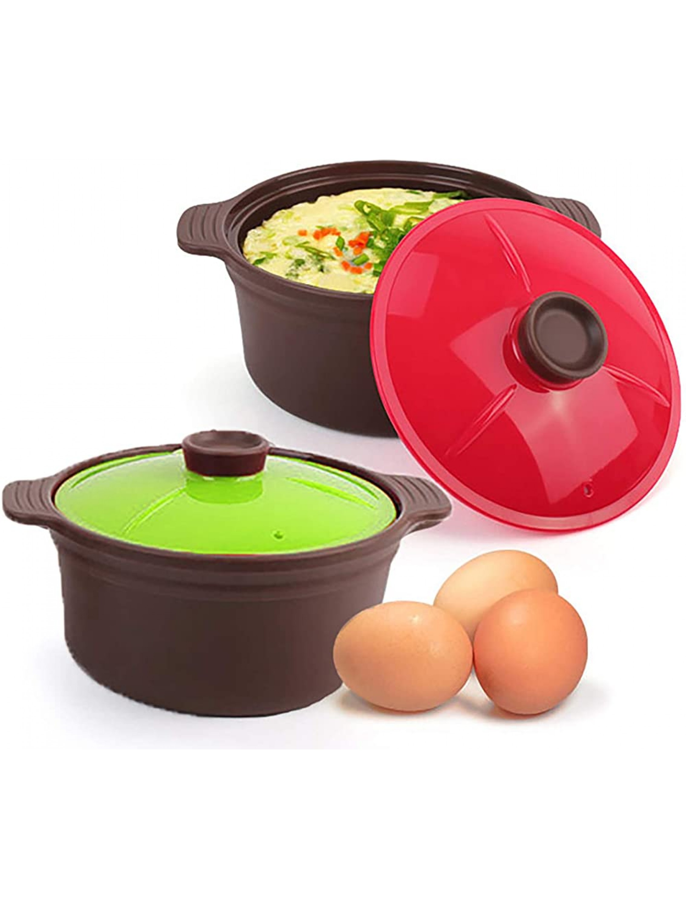 Microwave Silicone Food Steamer with Handle & Lid Set of 2 | Microwave Dishwasher & Oven Safe up to 482 °F | BPA Free 100% Toxic Free Easy to Clean | Made in Korea 20.3 Fl Oz 600ml 2.5 Cups Colored Lid - BBXP78M4L