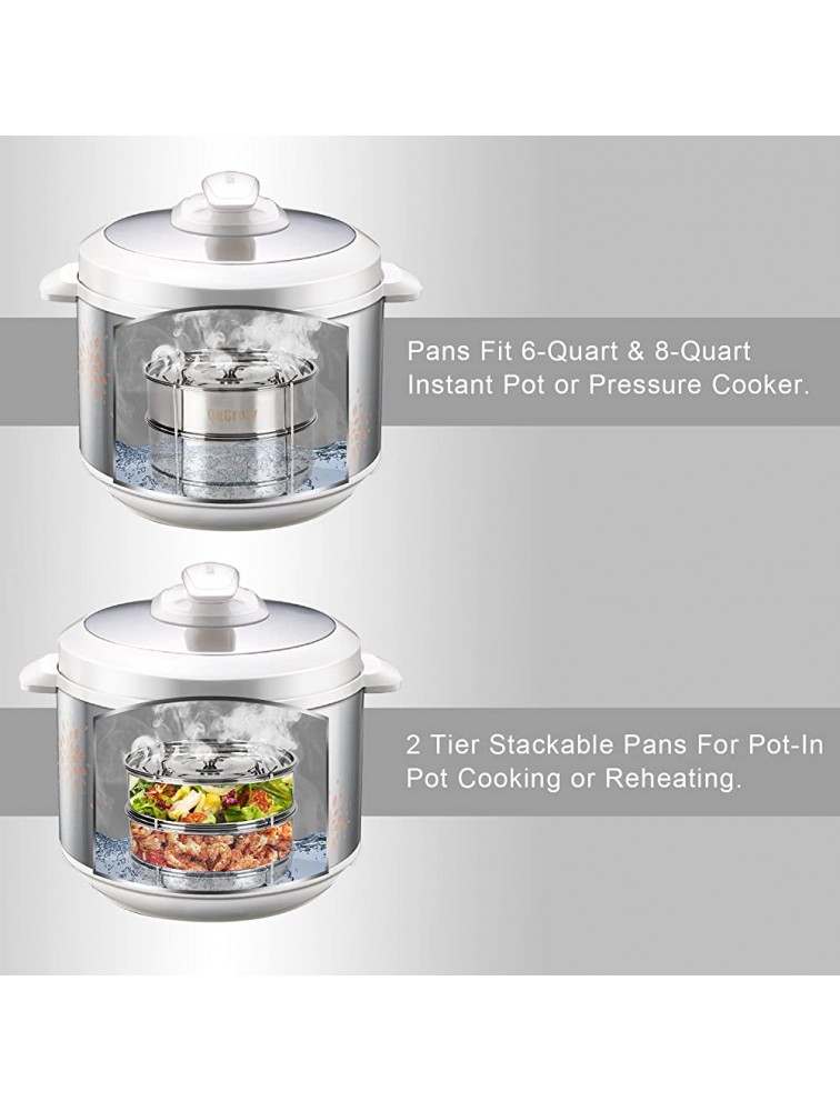 QuCrow Stackable Steamer Insert Pan with Sling Stainless Steel Food Steamer for 6 8 Quart Pressure Cooker – Instant Pot Accessary - BUPTMMOU5