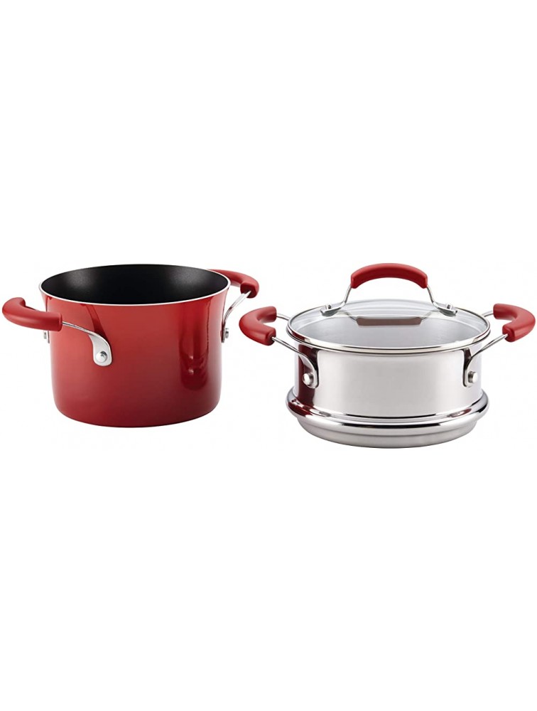 Rachael Ray Brights Sauce Pot Saucepot with Steamer Insert 3 Quart Red Gradient - BEPAA6INZ