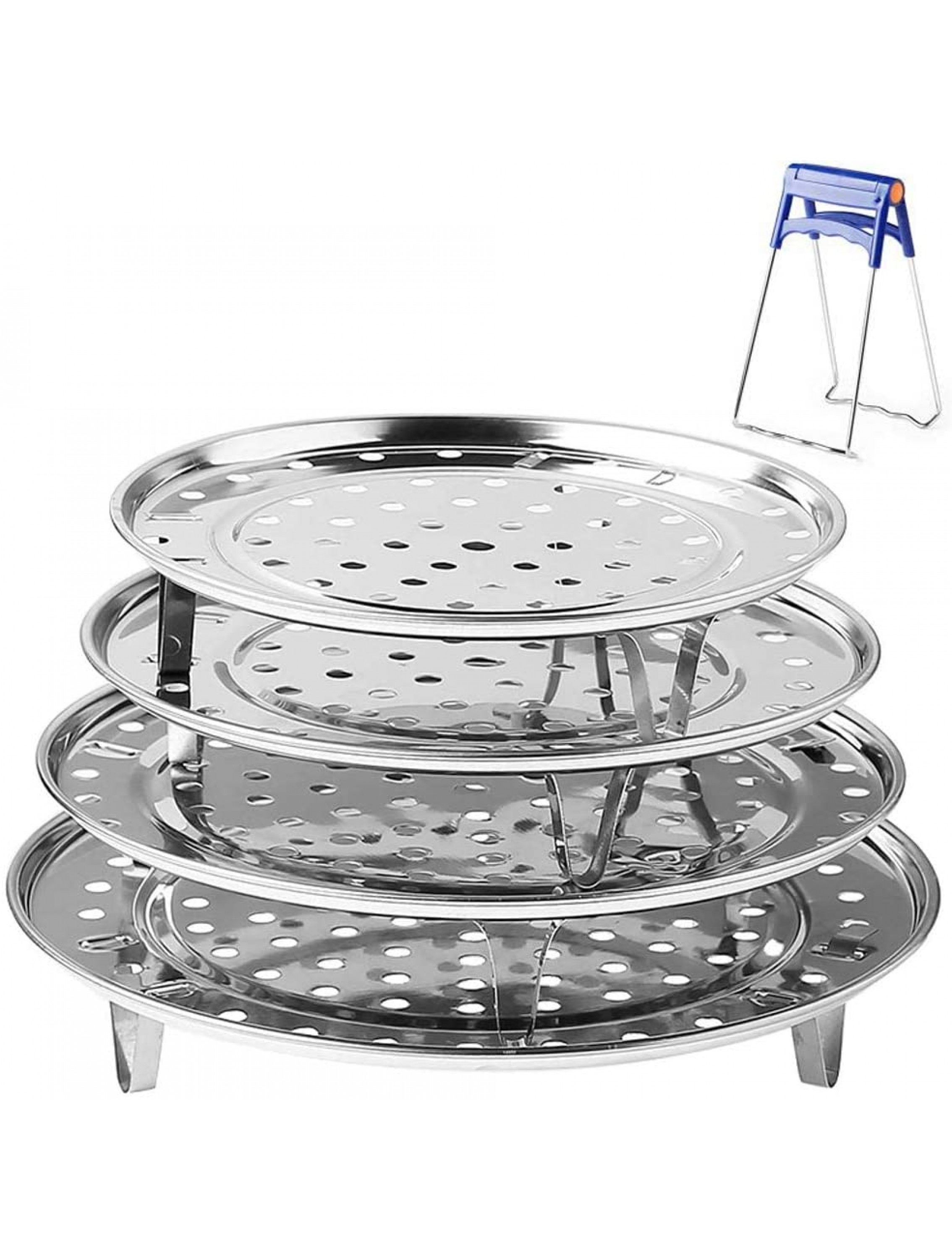 Round Stainless Steel Steamer Rack 7.6 8.5 9.33 10.23 Inch Diameter Steaming Rack Stand Canner Canning Racks Stock Pot Steaming Tray Pressure Cooker Cooking Toast Bread Salad Baking 4 Pack - B9L2N7SZ3