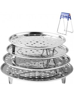 Round Stainless Steel Steamer Rack 7.6" 8.5" 9.33" 10.23" Inch Diameter Steaming Rack Stand Canner Canning Racks Stock Pot Steaming Tray Pressure Cooker Cooking Toast Bread Salad Baking 4 Pack - B9L2N7SZ3