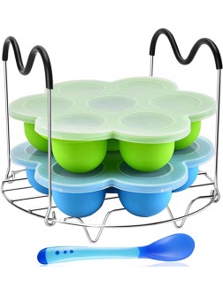 Silicone Egg Bites Mold Set of 4 Steamer Rack with Heat resistant Handle and Spoon,Reusable Sous Vide Egg Poacher with Lid Fits Instant Pot 5,6,8 qt Pressure Cooker - B4UPOWJP9