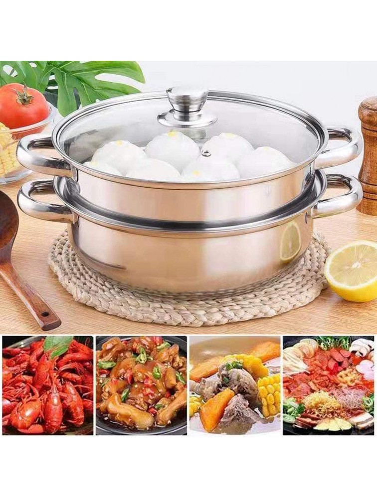 Stainless Steel Stack and Steam Pot Set and Lid,Steamer Saucepot double boiler-2 Tier Steamer Pot Steaming Cookware -Steamer Pot Glass Lid Food Veg Cooker Pot Cooking Pan For Kitcken Cooking Tool - B8L7P1EMH