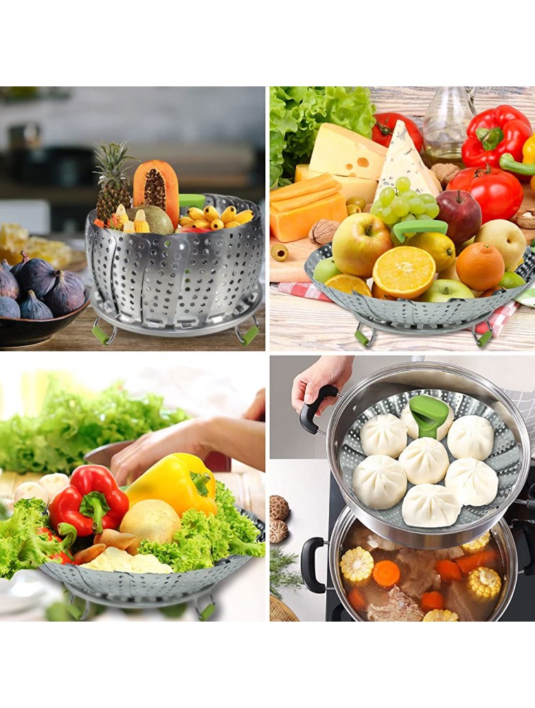 Stainless Steel Vegetable Steamer Basket for Cooking Food Steamer Basket with Removable Center Handle for Veggie Seafood Cooking mobzio Folding Expandable Steamer Basket Fit Various Size Pot - B79CG142E