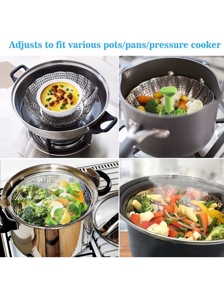 Steamer Basket Stainless Steel Vegetable Steamer Basket Folding Steamer Insert for Veggie Fish Seafood Cooking Expandable to Fit Various Size Pot 5.1 to 9 - B5VM99XPR