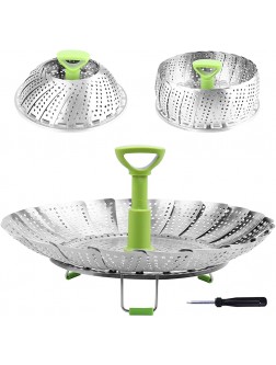 Steamer Basket Stainless Steel Vegetable Steamer Basket Folding Steamer Insert for Veggie Fish Seafood Cooking Expandable to Fit Various Size Pot 5.1" to 9" - B5VM99XPR