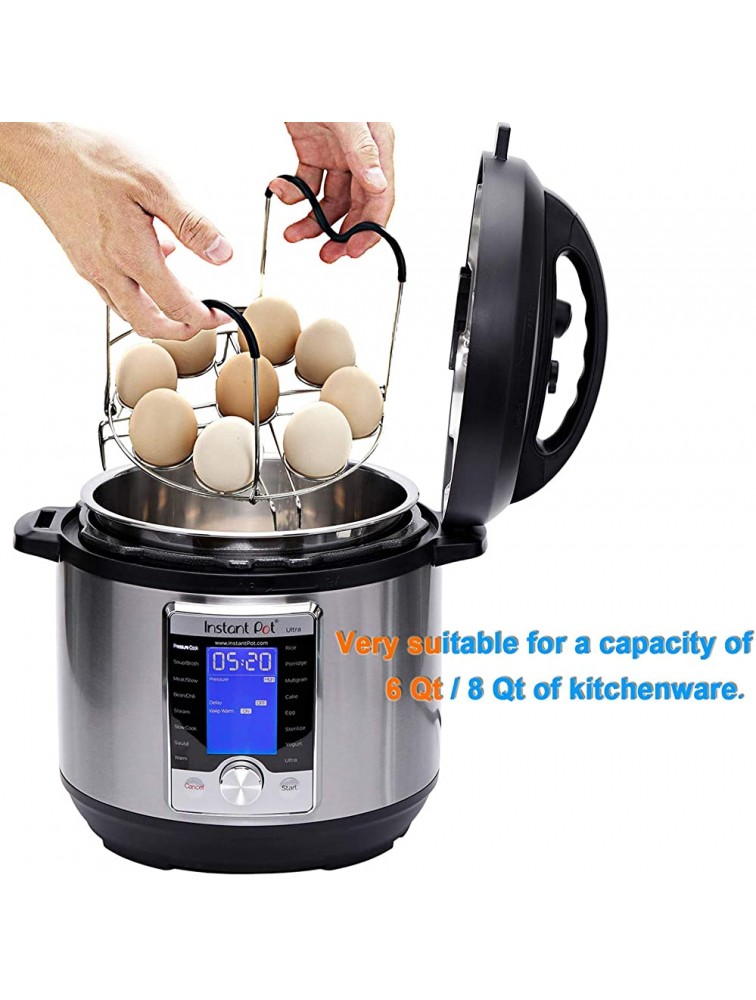 Steamer Rack Trivet Accessory Set Include 9-holes Egg Cooking Rack with Heat Resistant Silicon Handles & Compatible for 6 8 Quart Pressure Cooker Trivet Instant Pot Accessories - BJXXQPHC9