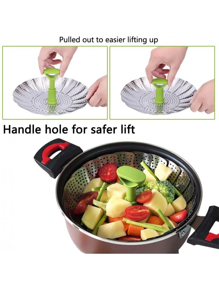 Vegetable Steamer Basket Stainless Steel Collapsible Steamer Insert for Steaming Veggie Fish Seafood Cooking Adjustable Sizes to Fit Various Pots 5.1 to 9.2 - BMKEJ4M9E