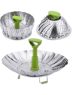 Vegetable Steamer Basket Stainless Steel Collapsible Steamer Insert for Steaming Veggie Fish Seafood Cooking Adjustable Sizes to Fit Various Pots 5.1" to 9.2" - BMKEJ4M9E