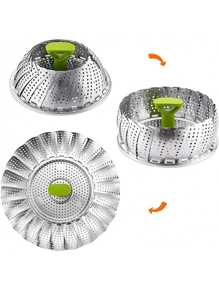 Vegetable Steamer Basket Stainless Steel Folding Steamer with Extending Removable Center Handle Insert for Veggie Seafood Cooking to Fit Various Size Pot 5.1 to 9, - BD7JO6N5D