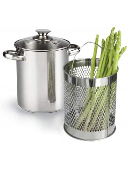 Vegetable Steamer Pot with Basket,Stainless Steel Asparagus Steamer with Glass Lid 4.2L - BHRN8EF84