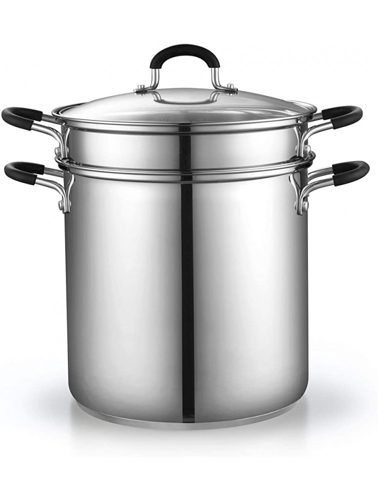 Cook N Home 4-Piece Stainless Steel Pasta Cooker Steamer Multipots 12 Quart Silver - BZXR5T7RH