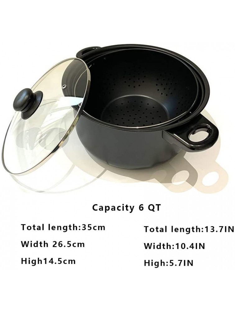 Cooking Pot with Strainer 6QT Multifunction Pasta Pot with Non-Slip Handles Built-in Rotatable Filter Basket Always Stays Upright for Easy Draining - B0TJAKKY2