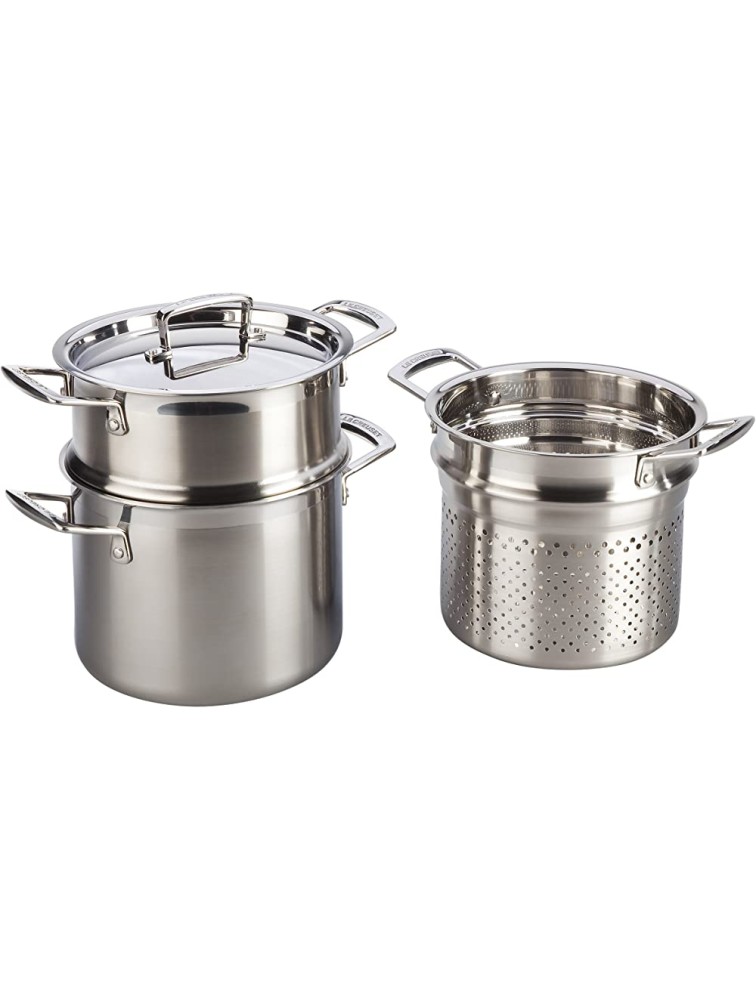 Le Creuset Tri-Ply Stainless Steel 5-1 4-Quart Multi-Pot with Lid and 2 Inserts - BM7PWOE19