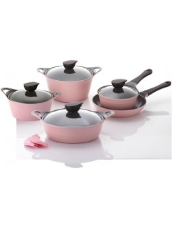 Neoflam Eela Induction Natural mineral Ceramic Ecolon Coating Cast iron ware Cookware Pot Frying Pan 9p Set Pink - BLUQ2HHRF