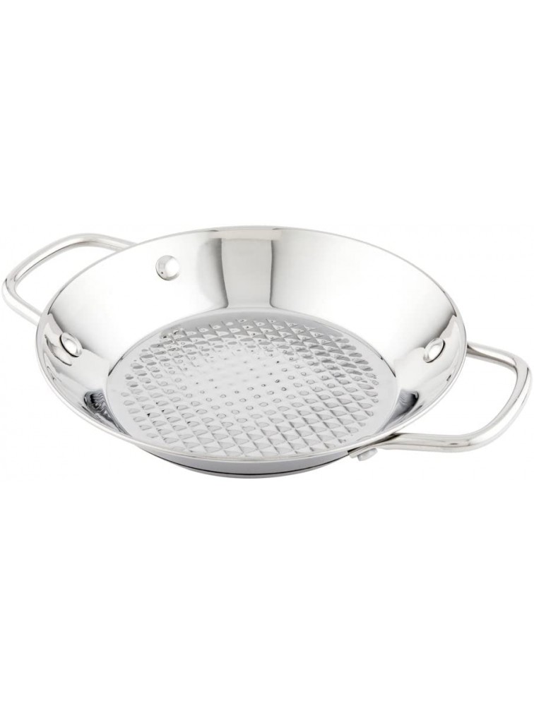8 Inch Spanish Paella Pan 1 Induction Ready Paella Pan Heavy-Duty Riveted Handles Silver Stainless Steel Spanish Pan Dishwasher-Safe Paella Cookware For Homes or Restaurants Restaurantware - BKGZ95J79