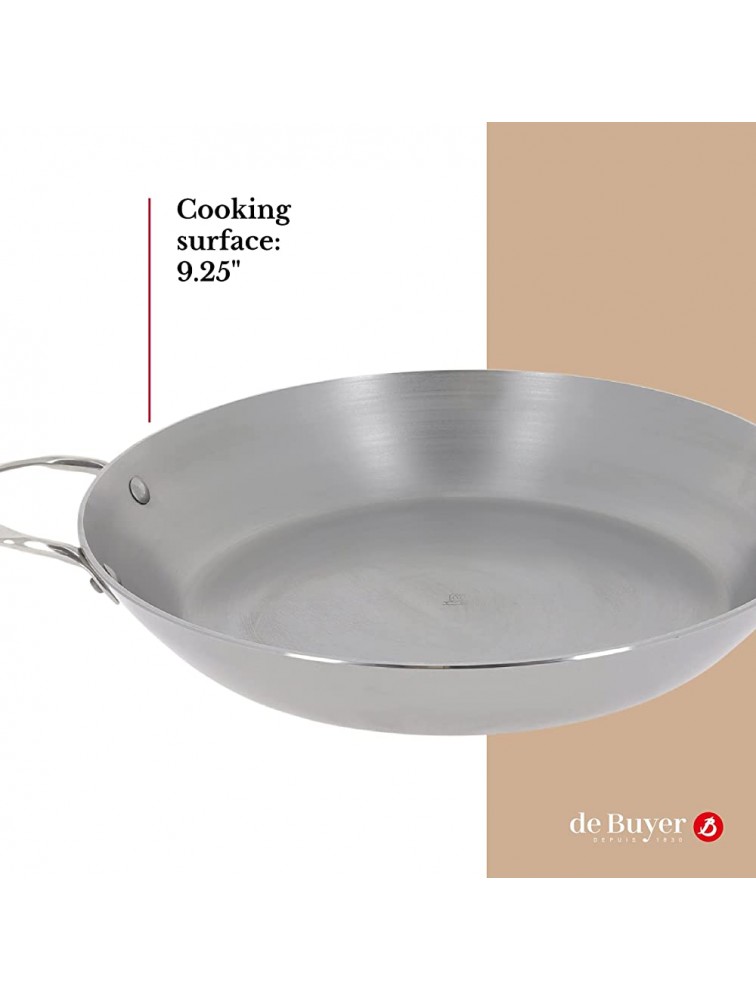 de Buyer Mineral B Paella Pan Nonstick Pan with Two Handles Carbon and Stainless Steel Oven Safe and Induction Ready 15 X 10.25 - BUAC1NPHT