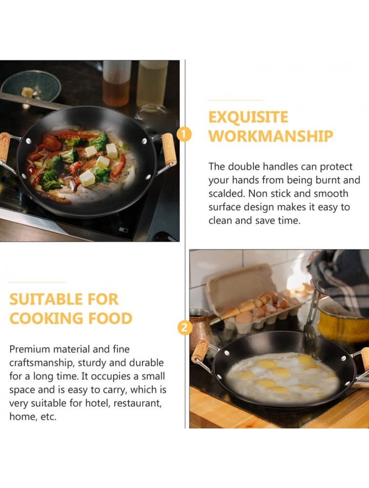 Happyyami Paella Pan Spanish Pan Stainless Steel Frying Pan Stir Fry Pan Paella Cookware with Wooden Handle for Home Restaurant Camping Outdoor Cooking - B5Q03T0F4
