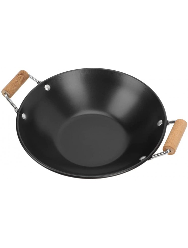 Happyyami Paella Pan Spanish Pan Stainless Steel Frying Pan Stir Fry Pan Paella Cookware with Wooden Handle for Home Restaurant Camping Outdoor Cooking - B5Q03T0F4