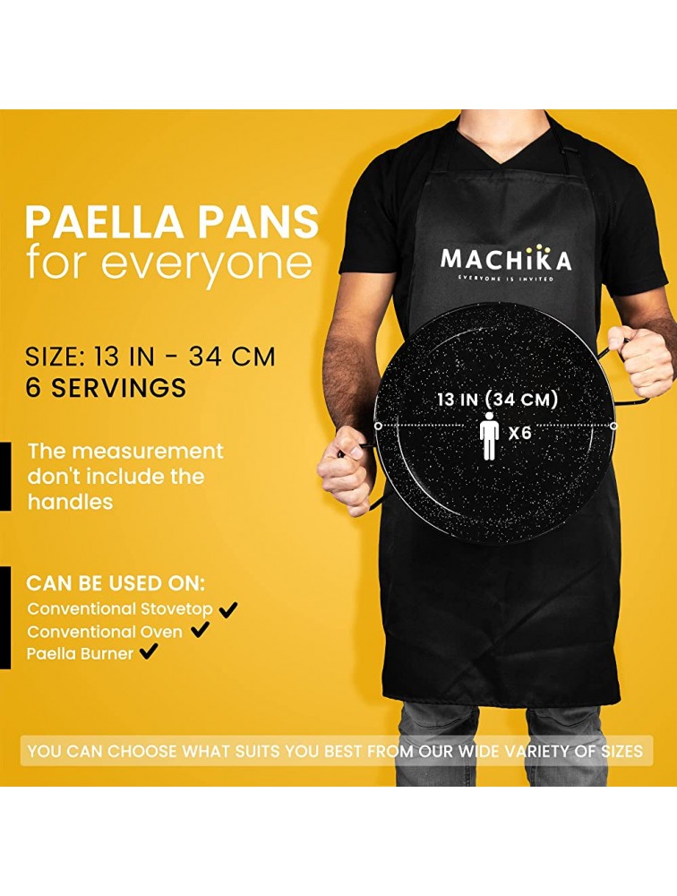 Machika Enameled Steel Skillet Non Stick Paella Pan Perfect for Camping and Outdoor Cooking Rust Proof Coating 13 inch 34 cm - B6K3A85ZY