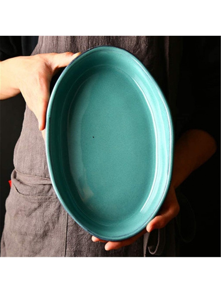 Multi Baker Dish Glaze Creative Double Ear Handle Fish Dish Large Ceramic Bakeware Durable Porcelain Baking Dish Multifunction For Cooking Kitchen Baking Pan Color : Green Size : 12 inch - BUQSCA7NK