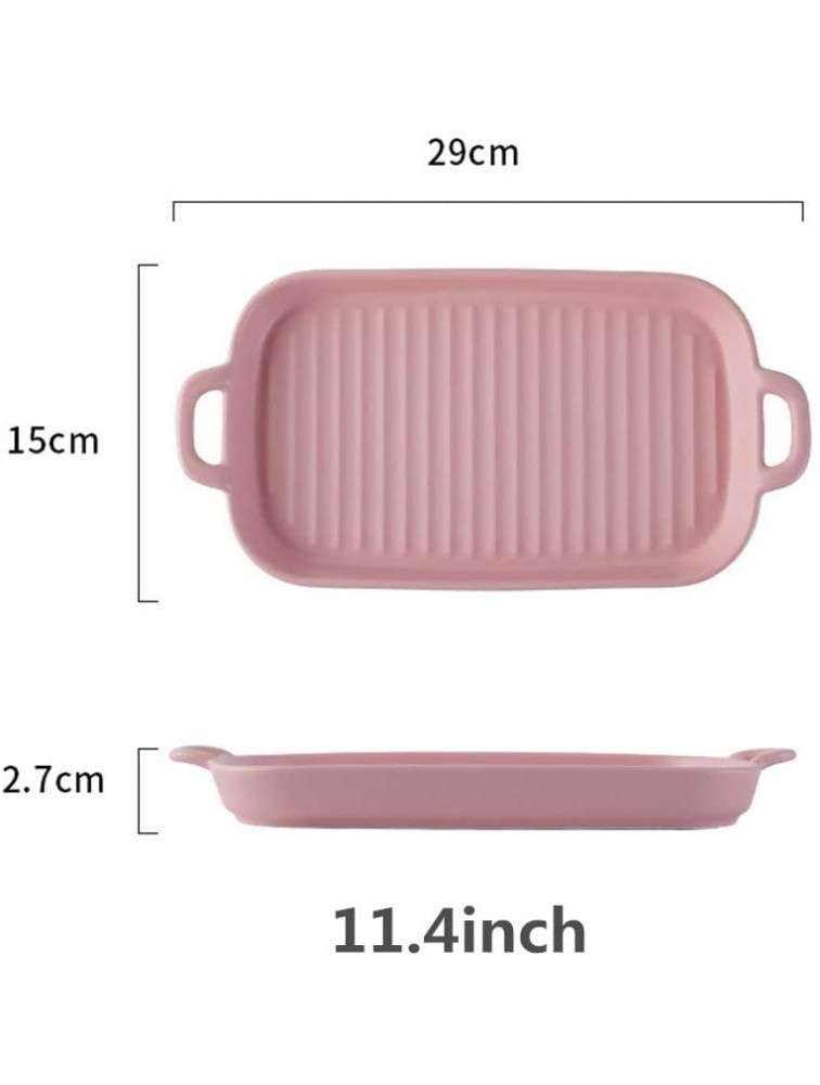 Multi Baker Dish Multifunction Ceramic Glaze Bakeware Durable Porcelain Double Ear Handle Baking Dish For Cooking Baking Pan Color : White Size : 11.4inch - B9KLYFBQK