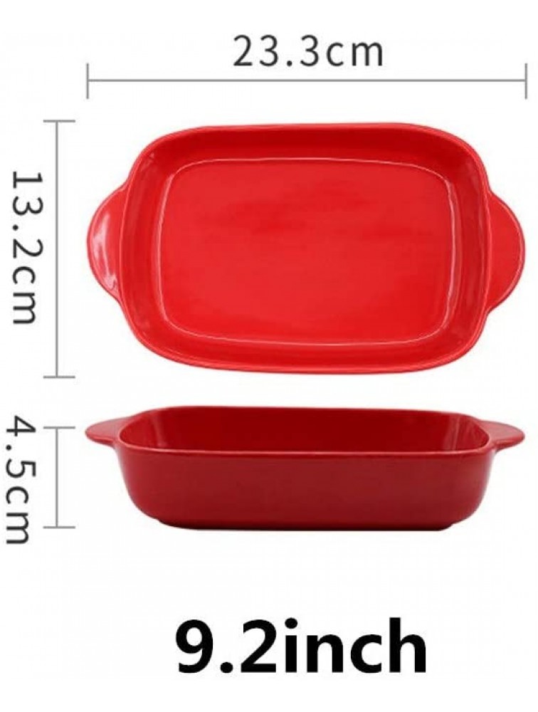 Multi Baker Dish Nordic Style Ceramic Glaze Baking Dish Durable Porcelain Bakeware Rectangular With Handle For Cooking Kitchen Baking Pan Color : Red Size : Free size - BP5UEWC0X