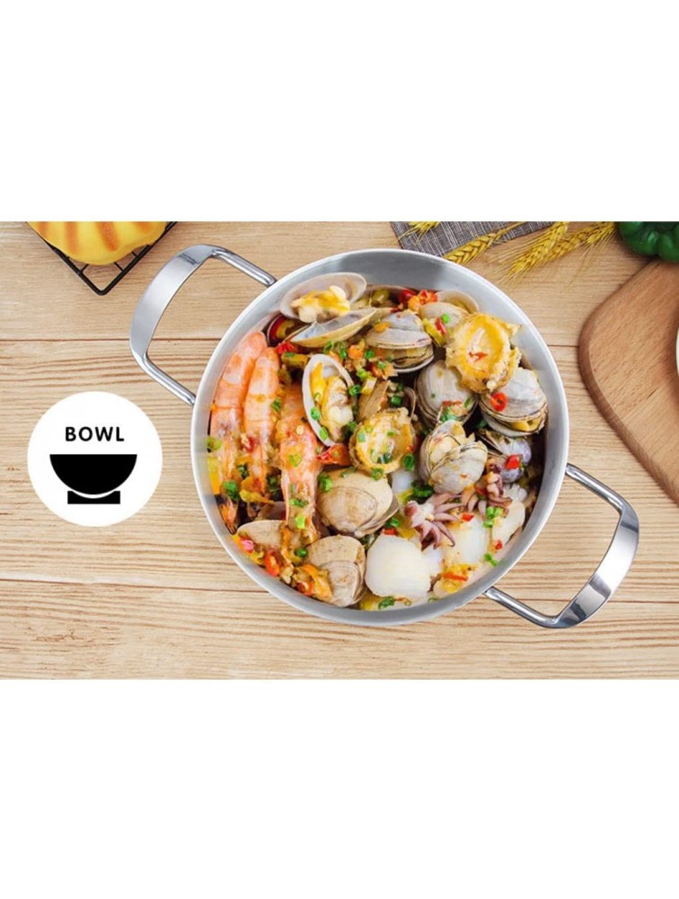 Newmind Spanish Style Paella Pan Seafood Stainless Steel Korean Fried Chicken Rice Cooker Kitchen Cooking Tools Camping Outdoor Silver 20cm - BRM6KZ882