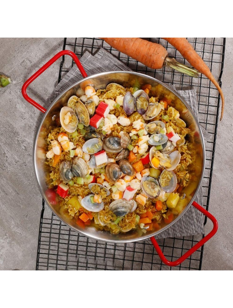 Paella Pan Stainless Steel Cooking Pan with Double Ear Non-Stick Restaurant Grade Paella Pan for Home Kitchen - BE8R6KNFY